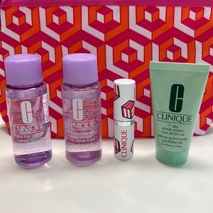 Clinique bundle with cosmetics bag